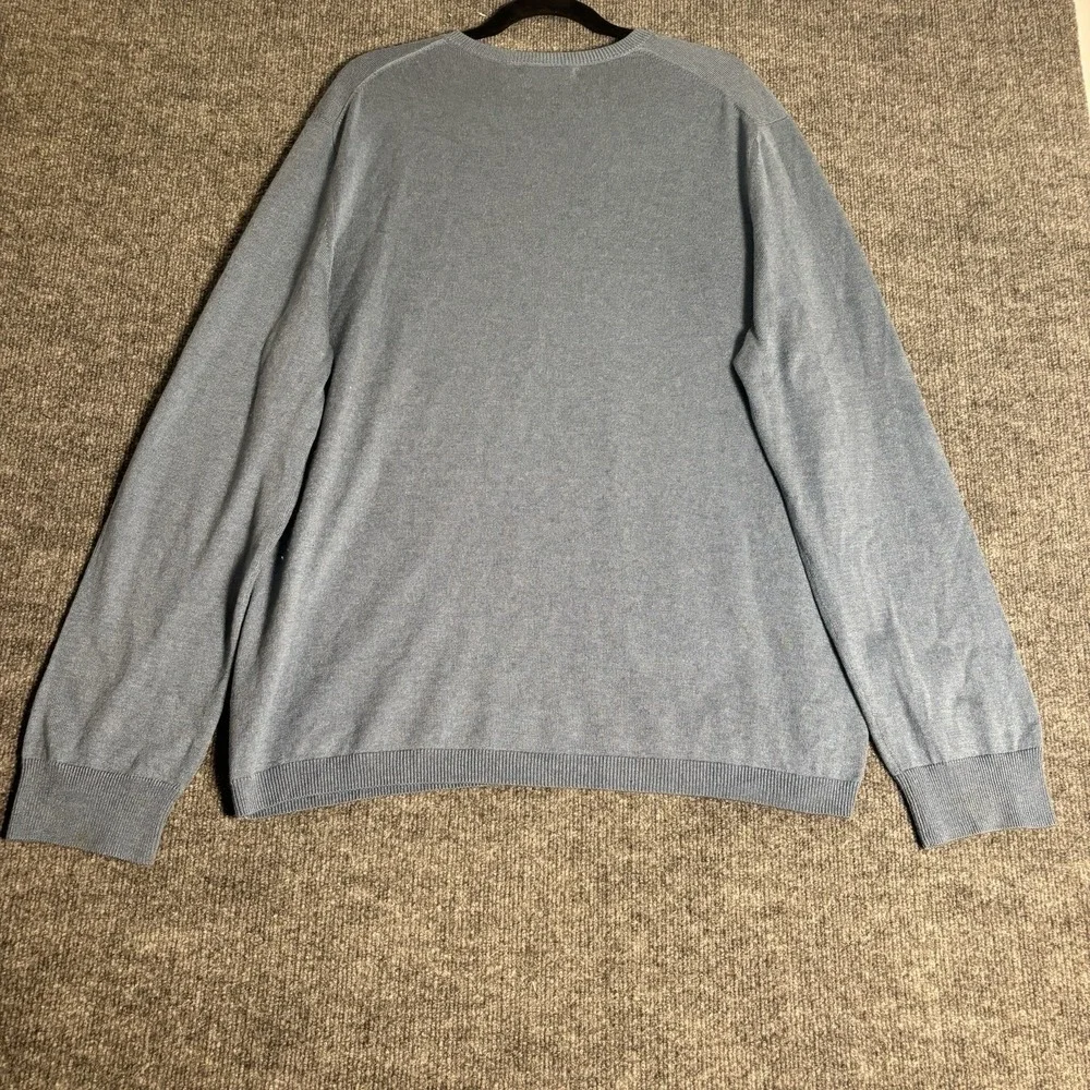 Banana Republic V-Neck Sweater Mens Tall XL Blue Silk Cashmere Pullover Luxury